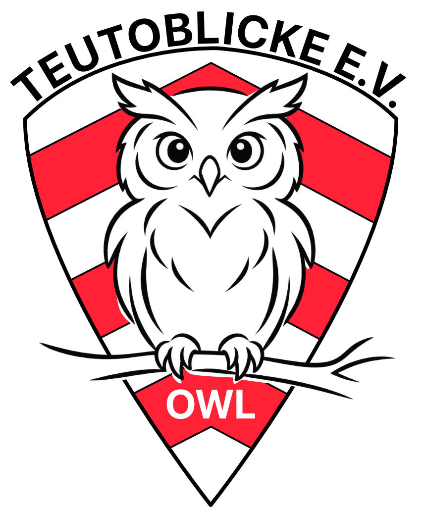 Teutoblicke OWL Logo mit Eule und Sparrenwappen